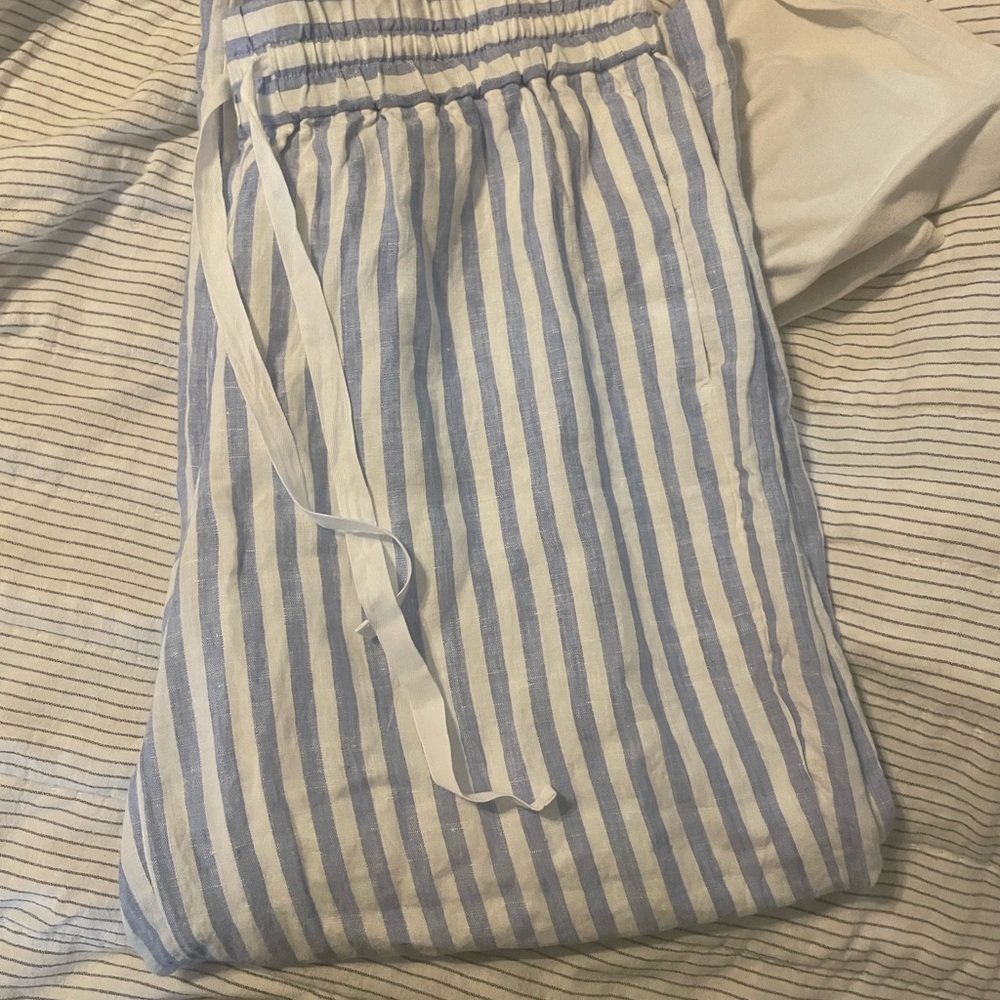 J Crew Women’s Linen blue striped pants